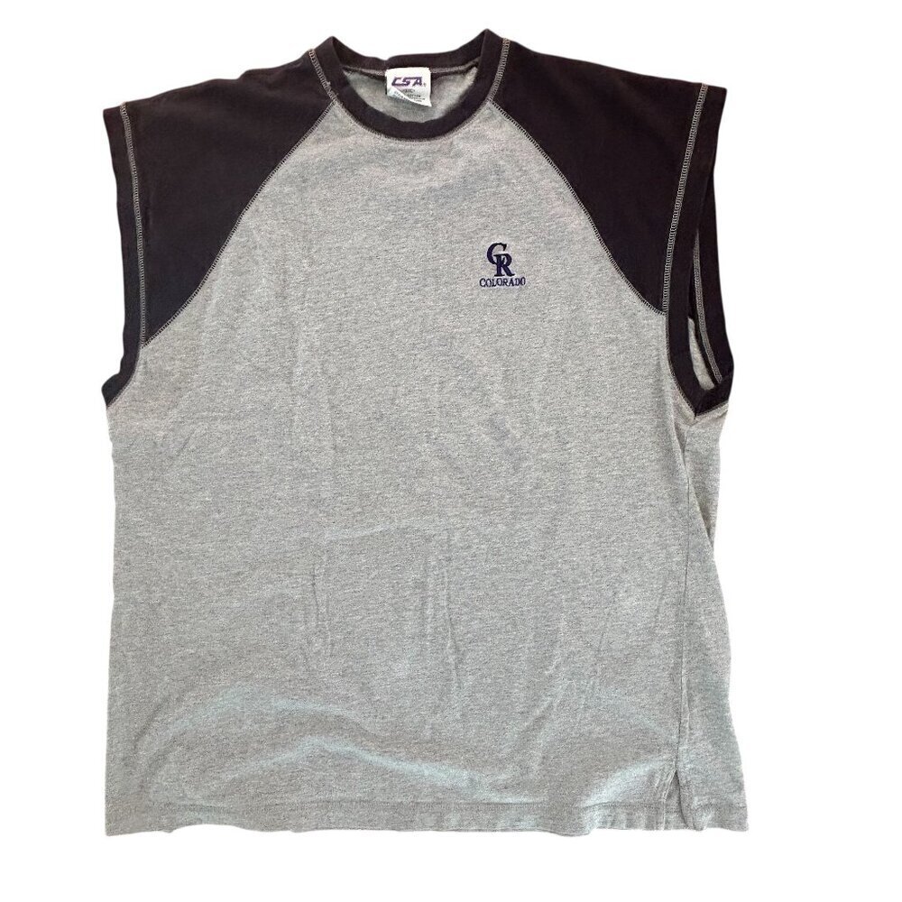 Vintage Y2K MLB Colorado Rockies Muscle Tee T-Shirt Embroidered Size 2XL CSA XXL